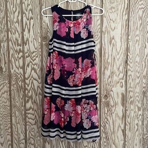 Vince Camuto stripe and floral navy dress szS